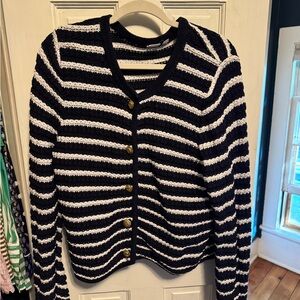 GAP Navy and White Striped Cardigan